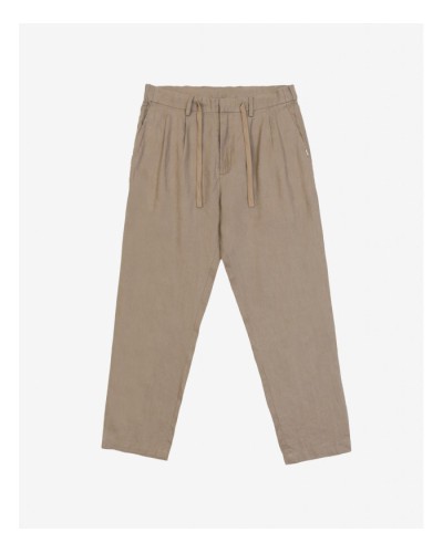 Pantalone oversize in lino con laccio