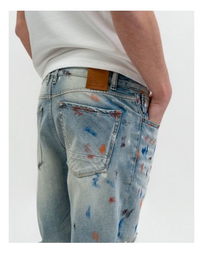 Jeans mike carrot  cropped  fit con schizzi